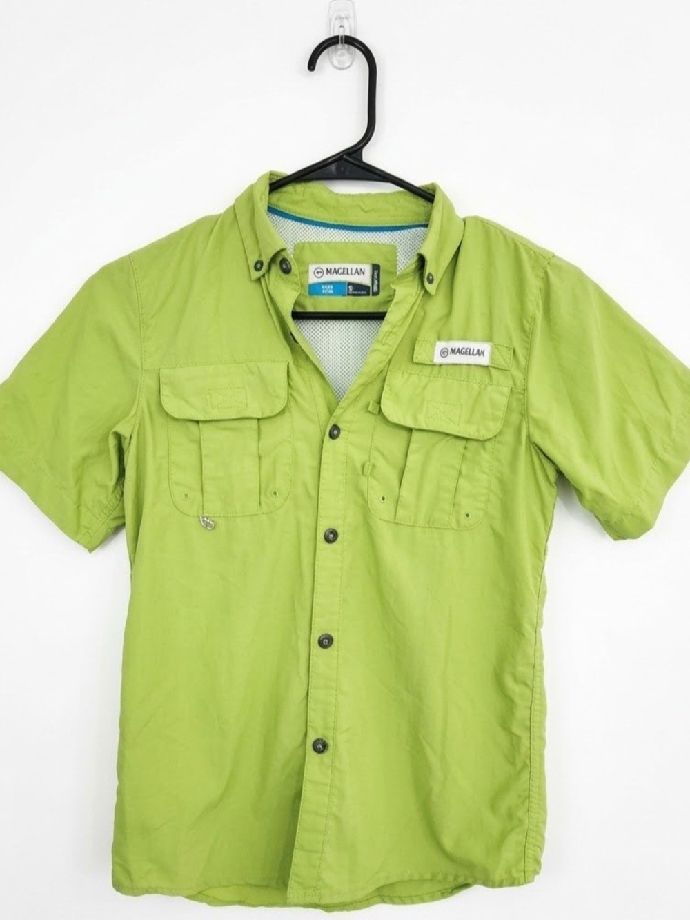 Magellan Outdoors Boys Lime Green Shirt Short Sleeve UPF 30 Size S